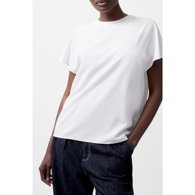 French Connection Caprina Crepe Crew Neck Top Winter White Winter White Taglia: L | Maglie Sportivi Outlet | Donna | Bianco