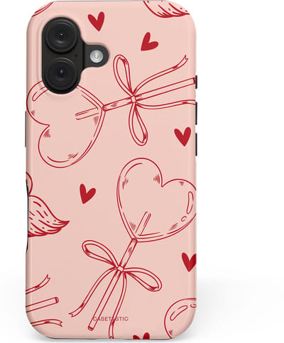 Casetastic hoesje geschikt voor Apple iPhone 16 - MagSafe - Dubbellaagse bescherming - Zoete strikjes - Fashion Case - Perzik Zand Koraal