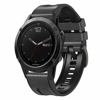 By Qubix - Geschikt voor Garmin bandje - 26mm Quickfit - leer + siliconen bandje - Donkergrijs - Geschikt voor Garmin Instinct 3 - 50mm