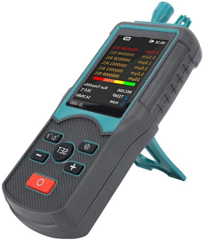 Stofdeeltjes Teller - Luchtkwaliteit Meter - Binnenlucht Meten - Zes Deeltjesgroottes - 0.3-10 μm - Zwart