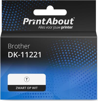 PrintAbout huismerk Etiket DK-11221 Zwart op wit (23 mm x 23 mm) Geschikt voor Brother