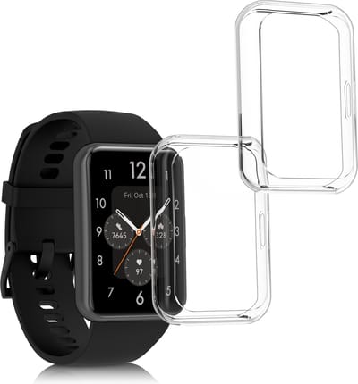 kwmobile 2x smartwatch hoes geschikt voor Huawei Watch Fit 2 hoesje - Siliconen sporthorloge cover - Activity tracker case in transparant