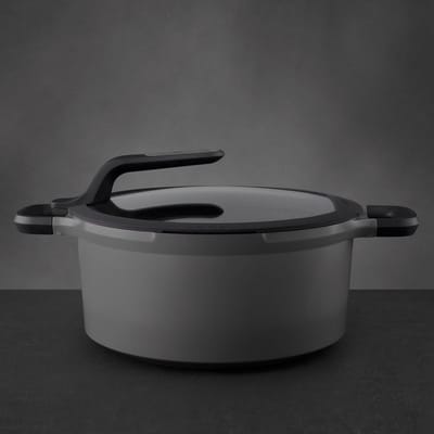 Kookpot met deksel en hittebestendige handvaten grijs 28 cm - Grijs - PFAS-vrij