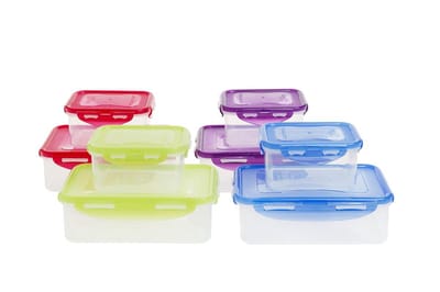 Lock&Lock Diepvriesbakjes - Meal prep bakjes - Vershoudbakjes - Set 8 stuks - 100% Lekvrij - BPA vrij - PFAS vrij - Magnetron bakjes met deksel - Lunchbox - Broodtrommel - Snackdoosjes - Volwassenen - Kinderen - Gekleurde deksels