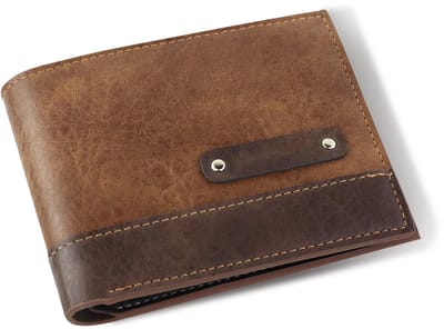 Dailygoods - Portemonnee voor heren, PU-kaartenportemonnee met 7 kaartsleuven voor mannen, praktische portemonnee voor heren met kleurblokkerend design voor casual en formele gelegenheden, bruin, Medium