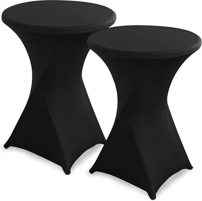 Set van 2 Stretch Statafelhoezen - Ø 80-85 cm - Elegante Tafelhoes voor Feesten en Bruiloften - Zwart