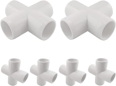 PVC Kruis Elleboog - 4-weg Koppeling PVC Connector - DIY Constructies Bouwen - Meubelkwaliteit SCH40 - 3/4 inch - Wit
