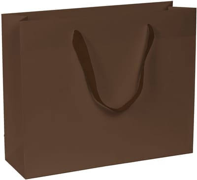 Papieren Tassen Donkerbruin - 30+12x26 cm - A5 liggend - Luxe lintjes - Bruin - Luxe Cadeautasjes - 20 Stuks