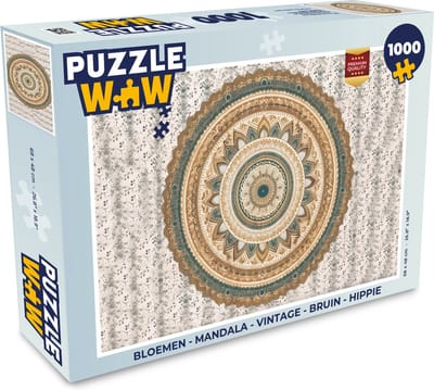 Puzzel Bloemen - Mandala - Vintage - Bruin - Hippie - Legpuzzel - Puzzel 1000 stukjes volwassenen