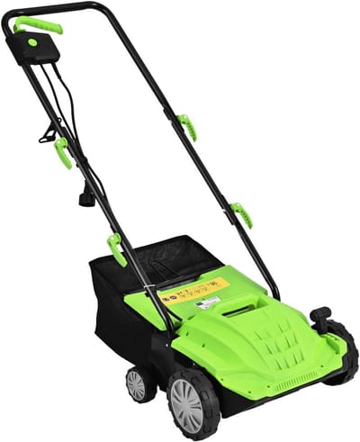 Elektrische Verticuteermachine - Gazonventilator Grasmaaier - Onderhoud Gazon - 2-in-1 Verwisselbare Rollen - 32/38cm Werkbreedte - Groen
