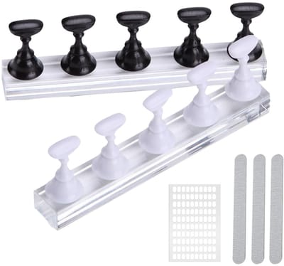 Solidchoice- Nagelstandaard 2-delig - Oefenhouders voor Nageltips - Acryl Displaystandaard - Herbruikbare Stopverf - Magnetisch Ontwerp - Veilig en Duurzaam - Nagelhouder