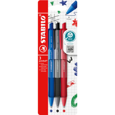 STABILO pointball - Balpen - Colorful - Navulbaar - Etui Met 3 Kleuren