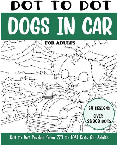 Moeilijke Connect-the-Dots Puzzels voor Volwassenen: Honden in Auto Thema met Duizenden Punten