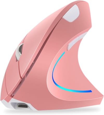 2,4 GHz draadloze ergonomische verticale muis met 4 instelbare DPI 800/1200/1600/2400, 6 knoppen, compatibel met pc, desktop en Mac - roze