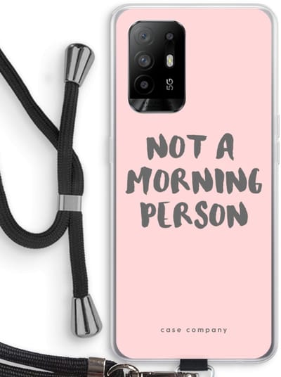 Case Company® - Hoesje met koord geschikt voor Oppo A94 5G hoesje met Koord - Morning person - Telefoonhoesje met Zwart Koord - Bescherming aan alle Kanten en Over de Schermrand
