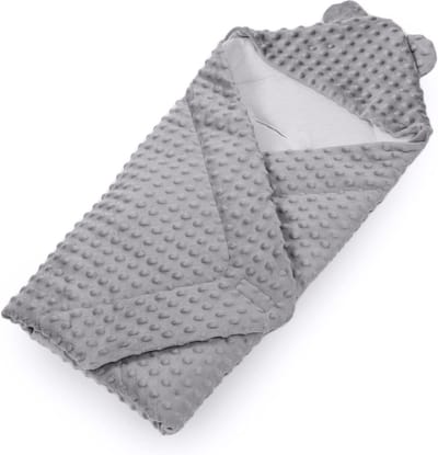 Inbakerdeken voor babyzitjes, kinderwagens en kinderzitjes - babydeken voor pasgeborenen in ideale maat 80 x 80 cm met capuchon en klittenbandsluiting voor winter en zomer