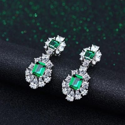 Boucles d'oreilles pendantes en argent sterling S925 pour femmes, diamants scintillants à haute teneur en carbone, fête de mariage, bijoux fins, cadeau black