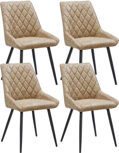 Colenis® - Nordi Eetkamerstoel - Set Van 4 - Sand - Microfiber - Microvezel - Zonder armleuning