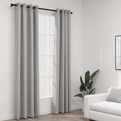 vidaXL - Gordijnen - linnen-look - verduisterend - ogen - 2 - st - 140x245 - cm - grijs