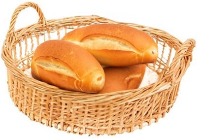 Cosy & Trendy Broodmandje/opbergmand met hengsels - gevlochten wilgen tak - lichtbruin - D36 x H14 cm - serveermandje