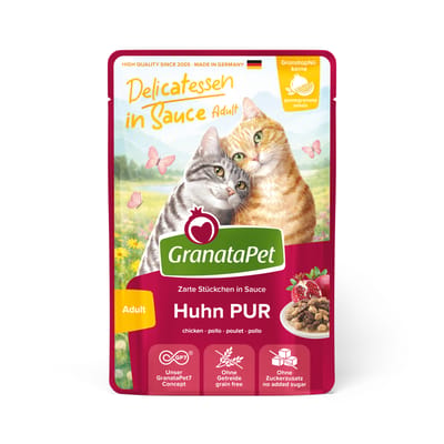 Voordeelpakket 24x100g GranataPet Delicatessen in Saus Pure Kip nat kattenvoer