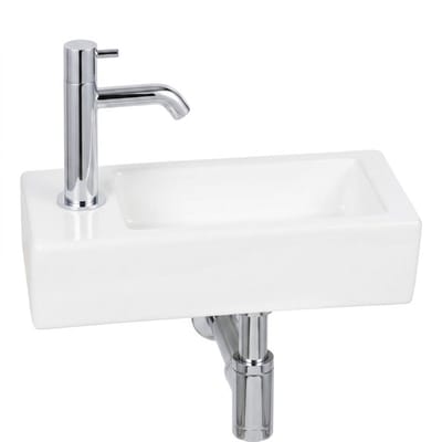 Saqu Trento fonteinset glans wit keramiek incl. chromen kraan links