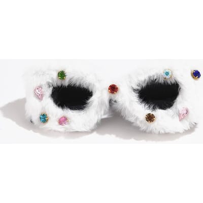 Stijlvolle Kattenoogvormige Diamanten Pluche Zonnebril Sierbril Gepersonaliseerde Kattenoogvormige Holle Vorm Fotografie Zonnebril