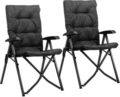 TRVLMORE Campingstoelen Luxe - Opvouwbaar - 2-Pack - 150KG Draagvermogen - Incl. Draagtas - Klapstoel - Kampeerstoel - Vouwstoel - Zwart