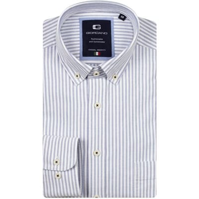 Giordano Overhemd Brando Soft Washed Oxford Gingham Stripe Button-Down Sky Blue / male