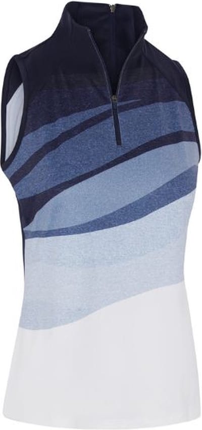Mouwloze Dames Callaway Golf Polo Gradient Wave Print Peacoat