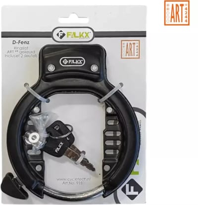 Falkx Ringslot zwart - ART2 gecertificeerd - 70mm breed - Betrouwbare fietsbescherming