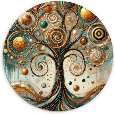 WallCircle® Wandcirkel 120x120 cm - Muurcirkel Levensboom - Boom - Abstract - Modern - Figuren - Uniek - Muurdecoratie woonkamer - Wanddecoratie slaapkamer - Kamer decoratie accessoires - Ronde schilderijen binnen - Woonaccessoires