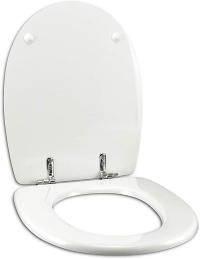Toiletbril Geberit Sphinx - WC-bril toiletdeksel - Badkamer vernieuwen - Verchroomd messing scharnier - Rond - Wit