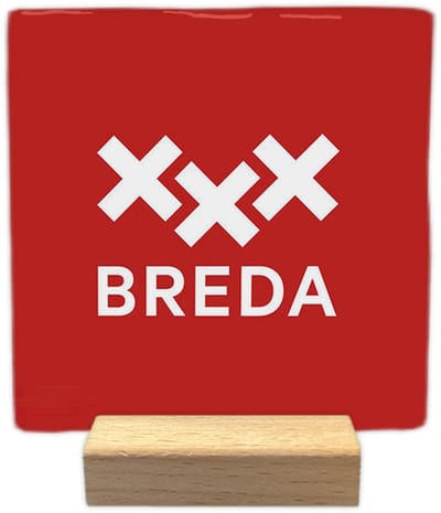 Breda - Keramische decoratie tegel - incl. houten presenteerblok