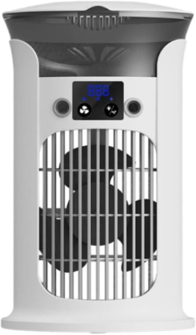 Draagbare airconditioner, draagbare koeler, stille verstelbare kantoorventilator, 4 ventilatorsnelheden, 2 nevelstanden, 180° zwenking, gekleurde verlichting, wit