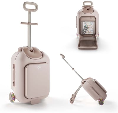 Kinderkraft CABBY - Kinderkoffer - Zitkoffer 2-in-1 - Met wielen en zitje - Roségoud