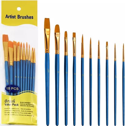 Penselen - Set van 10 stuks - Blauw - Kwasten - Verven - Schilderen - Olieverf en Acrylverf