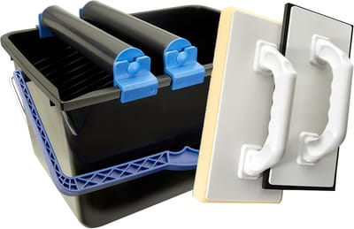 Tegelwasset 5-delig - Wasset Kit - Tegelen en Voegen - Dubbel Rolopzetstuk - 12 Liter Emmer - Zwart