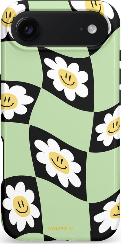Casetastic hoesje geschikt voor Apple iPhone Air - MagSafe - Dubbellaagse bescherming - Golvende madeliefjes - Fashion Case - Zwart Wit Saliegroen