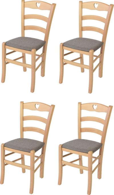 Tommychairs Cuore - Eetkamerstoelen - Set van 4 - Naturel - Stof & Hout