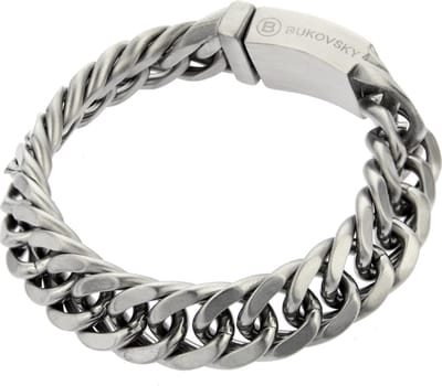 Bukovsky - Geborstelde Stalen Heren Schakelarmband - "Chase Extra Small" - 18 cm - Brush - Edelstaal - 316L Stainless Steel