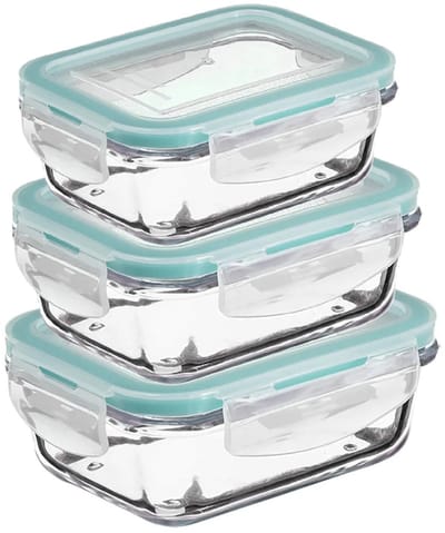 5Five Vershoudbakjes met deksel - glas - luchtdicht - met clips - 3x stuks - 800-1180-1730 ml - voedsel bewaren