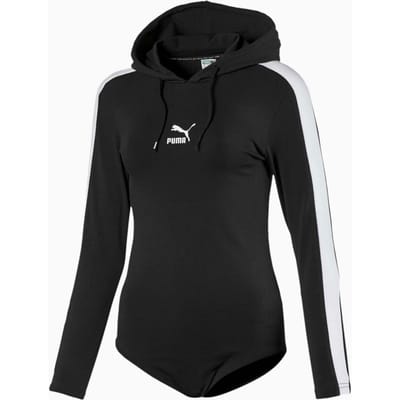 Puma Classics Womens Hooded Long Sleeve Bodysuit Zwart 596709 01