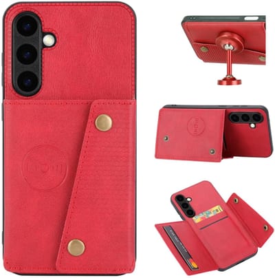 Bescherm-Hoes Cover met 4 Pas-vak geschikt voor Samsung Galaxy S26 - Rood