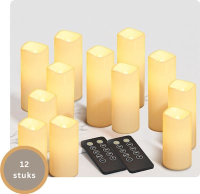 Livista® - LED Kaarsen met Afstandsbediening – 12 Stuks – 4 Verschillende Maten – 2 Afstandsbedieningen – Vlam Effect – Timerfunctie – Waterdicht