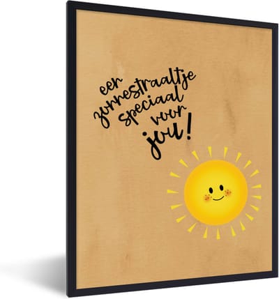 Fotolijst incl. Poster - Beterschap - Quotes - Zon - 30x40 cm - Posterlijst