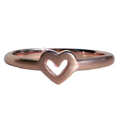 Schitterende 14K Vergulde Rosé Zilveren Ring Hart 16.50 mm. (maat 52)