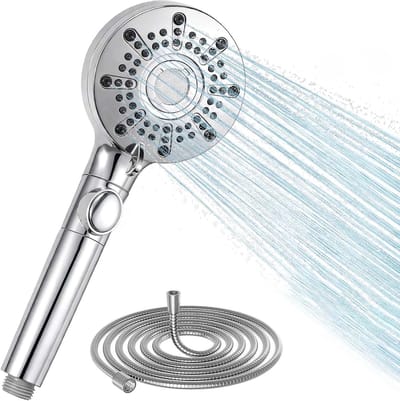 SnelShoppen - Handdouche met 1.5 m Slang, Douchekop met Filter voor Hard Water, Verwijdert Chloor en Zware Metalen, Inclusief Dichtband
