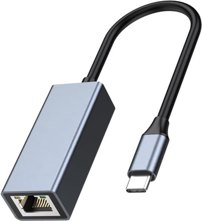 USB-C naar Ethernet Adapter – Gigabit RJ45 LAN Netwerk – Internet Adapter – 1000 Mbps – Plug & Play – Geschikt voor Laptop, MacBook, iPad & Tablets