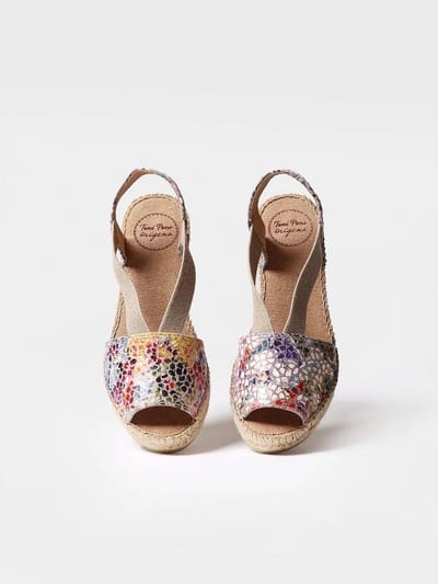 Leren espadrille met middelhoge sleehak en open achterkant | TEIDE-PM